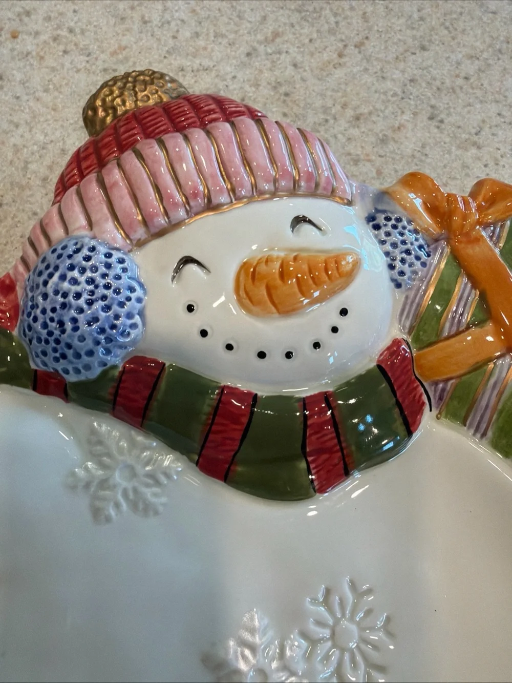 Festive Snowman Ceramic Serving Dish - Multicolor by Fritz and Floyd